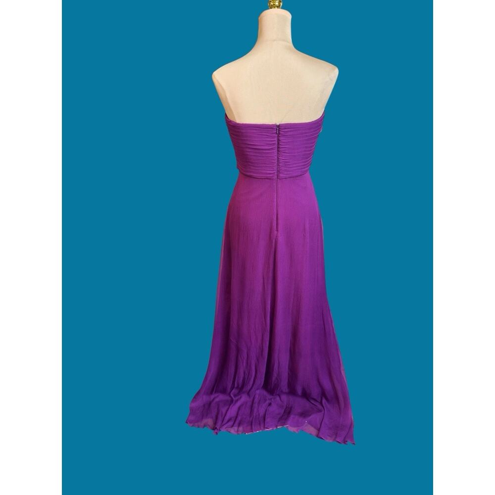 Tadashi Shoji Silk Purple Strapless Gown Sz 8 Ruched Formal Evening Maxi Dress - Picture 6 of 15